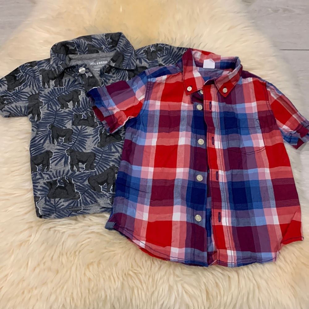 Baby GAP Red/Blue Button-Down & Joe Fresh Gorilla Polo in 24M
